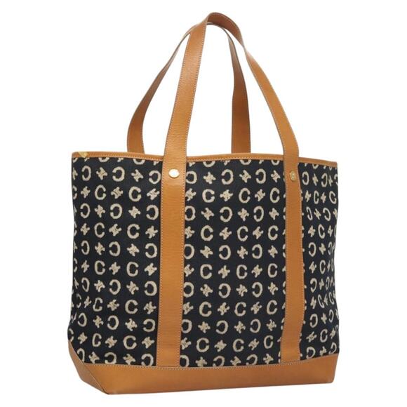 CELINE C Macadam Canvas Tote Bag Canvas Blue Gold - Picture 1 of 13